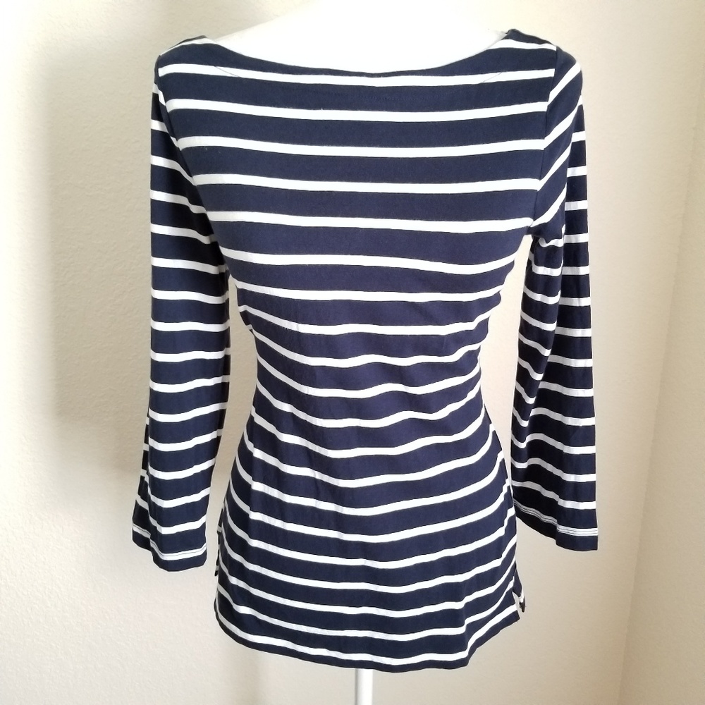 Banana Republic Boat Neck Mid-Sleeve Striped Top